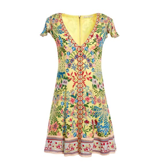 alice and olivia yellow floral dress